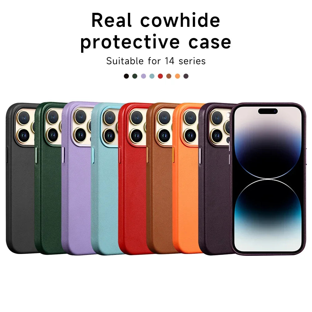 Luxury MagSafe Case for Apple iPhone 17 Pro Max 16 13 12 14 15 Plus Leather Official Style MacSafe Magnetic i Phone Cover Etui