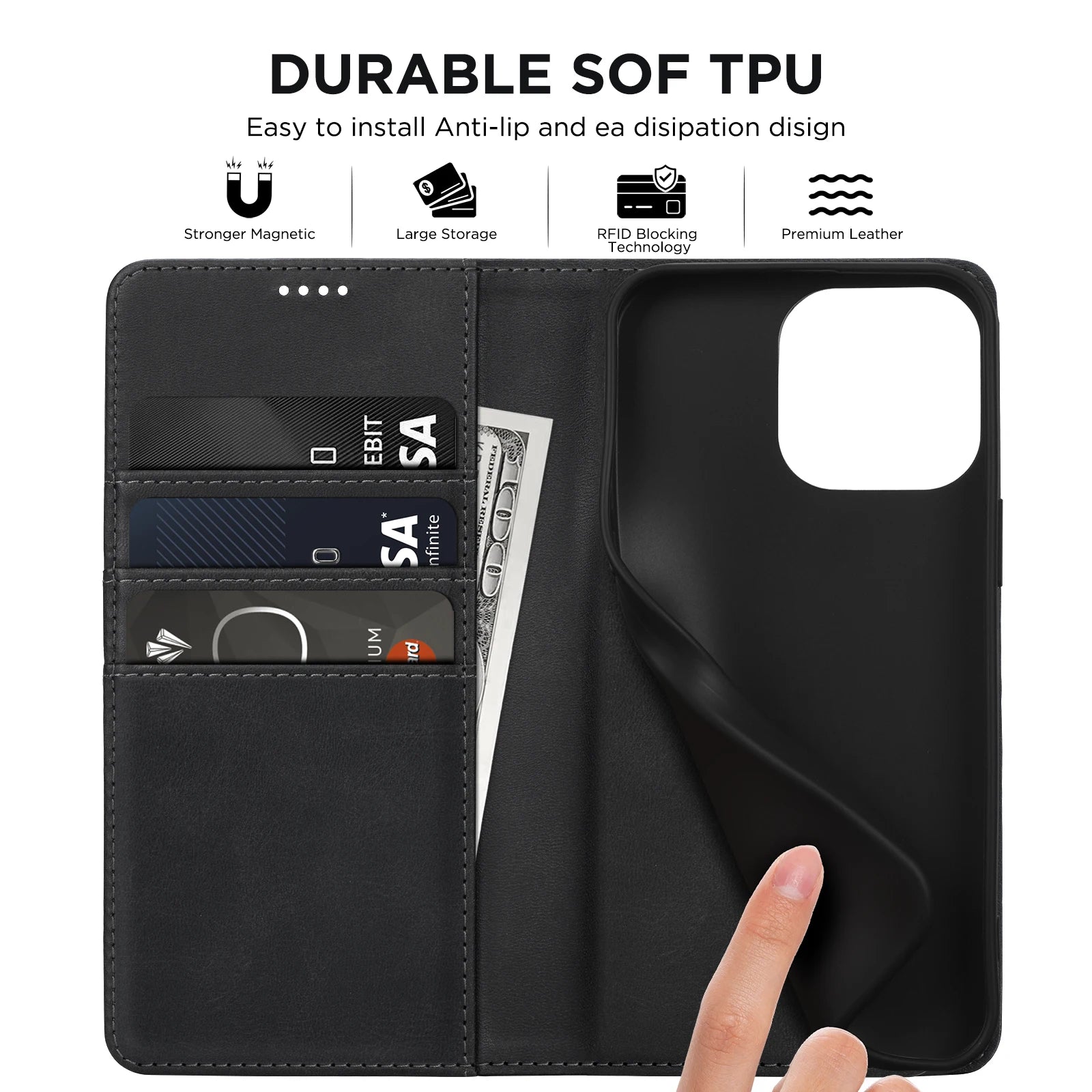 PU Leather Wallet Phone Case For iPhone 16E 16 Pro Max  15 Plus 14 13 12 Flip Cover Protective Magnetic With Picture Frame