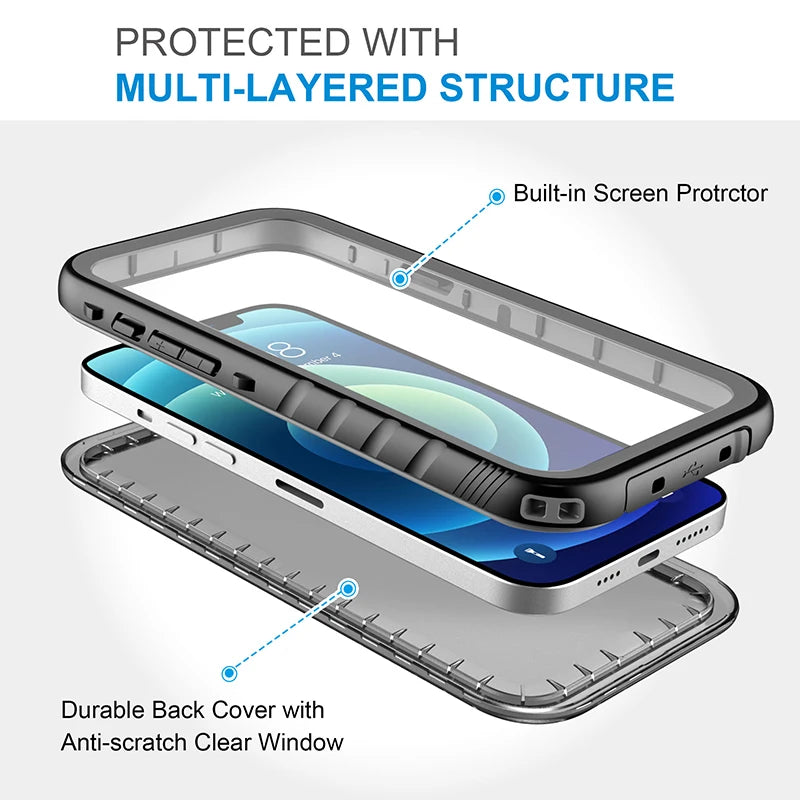 SPORTLINK Waterproof Case for iPhone 14 16 13 11 15 17 Pro Max SE 2nd 2020 3rd 2022 X 7 8 Shockproof Built-in Screen Protector