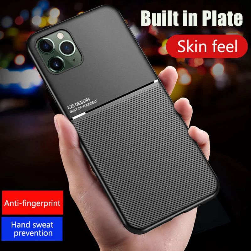 Magnetic Car Phone Case for iPhone 17 14 11 13 16 Pro MAX 12 Mini 15 Plus Built-in Magnet Metal Soft TPU Shockproof Cover