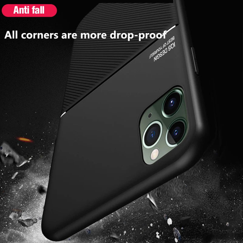 Magnetic Car Phone Case for iPhone 17 14 11 13 16 Pro MAX 12 Mini 15 Plus Built-in Magnet Metal Soft TPU Shockproof Cover