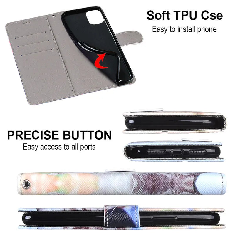 For iPhone 14 Pro Max Case Fashion PU Leather Flip Wallet Case on for Funda iPhone 11 12 13 14 Pro Max 14 Plus Phone Cover Coque