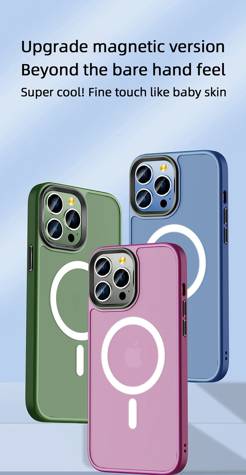 Matte Translucent Frosted Case For IPhone 17 16 15 14 13 11 12 11 Pro Max Plus Magnetic Case For Magsafe Wireless Charging Cover