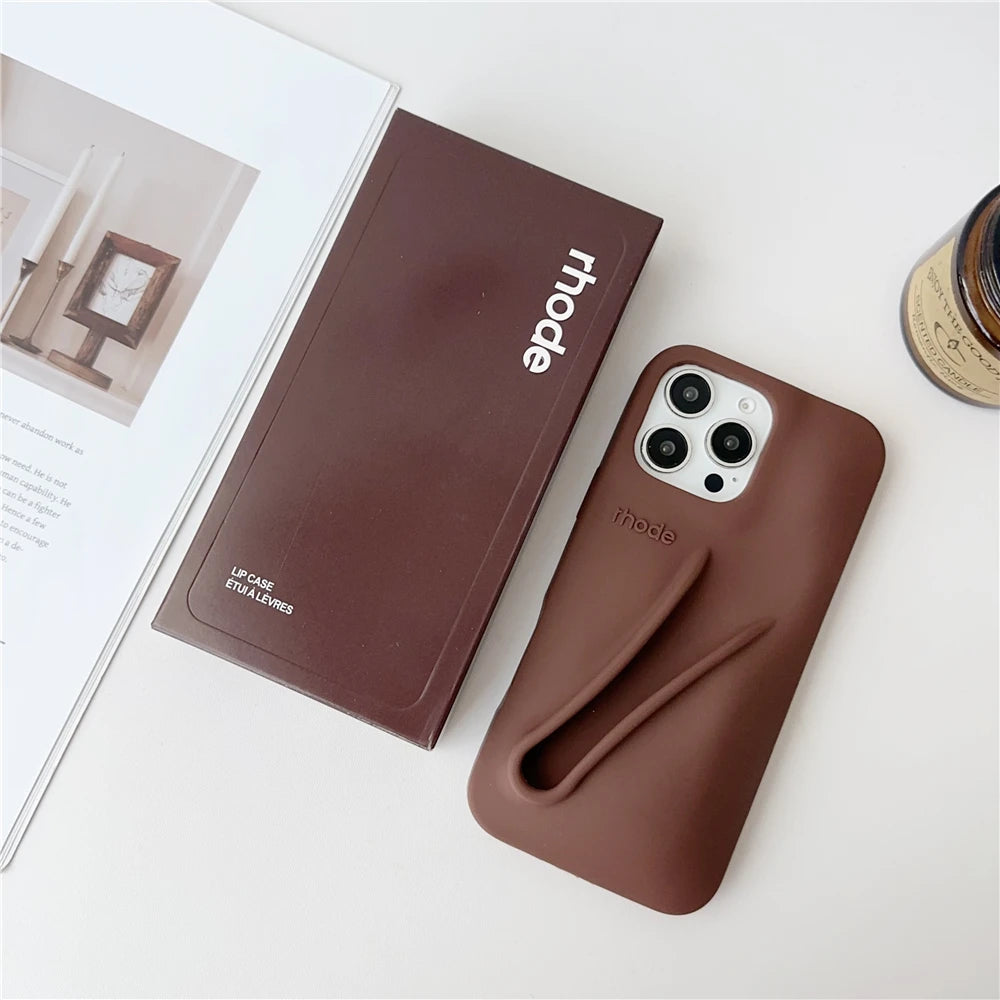 INS Soft Rhode Case for iPhone 14 12 11 13 15 16 Pro Max Plus Lipstick Silicone Portable Lip Gloss Holder Cover Funda with Box