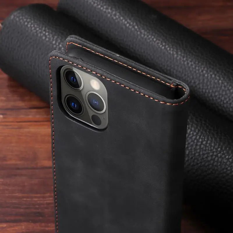 Leather Flip Case For iPhone 16 17 15 14 13 12 11 Pro Max Case For iPhone 17 Air 16E 13 12 X XR XS 6 8 7 Plus Shockproof Cover