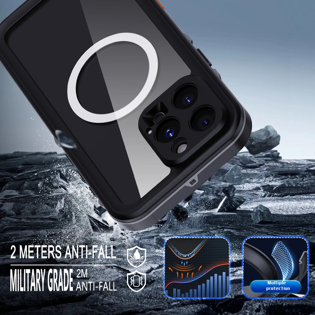 Shellbox Professional Waterproof Phone Case 360° Shockproof and Dustproof IP68 (Compatible with iPhone 17 Pro/16/15/14/13)