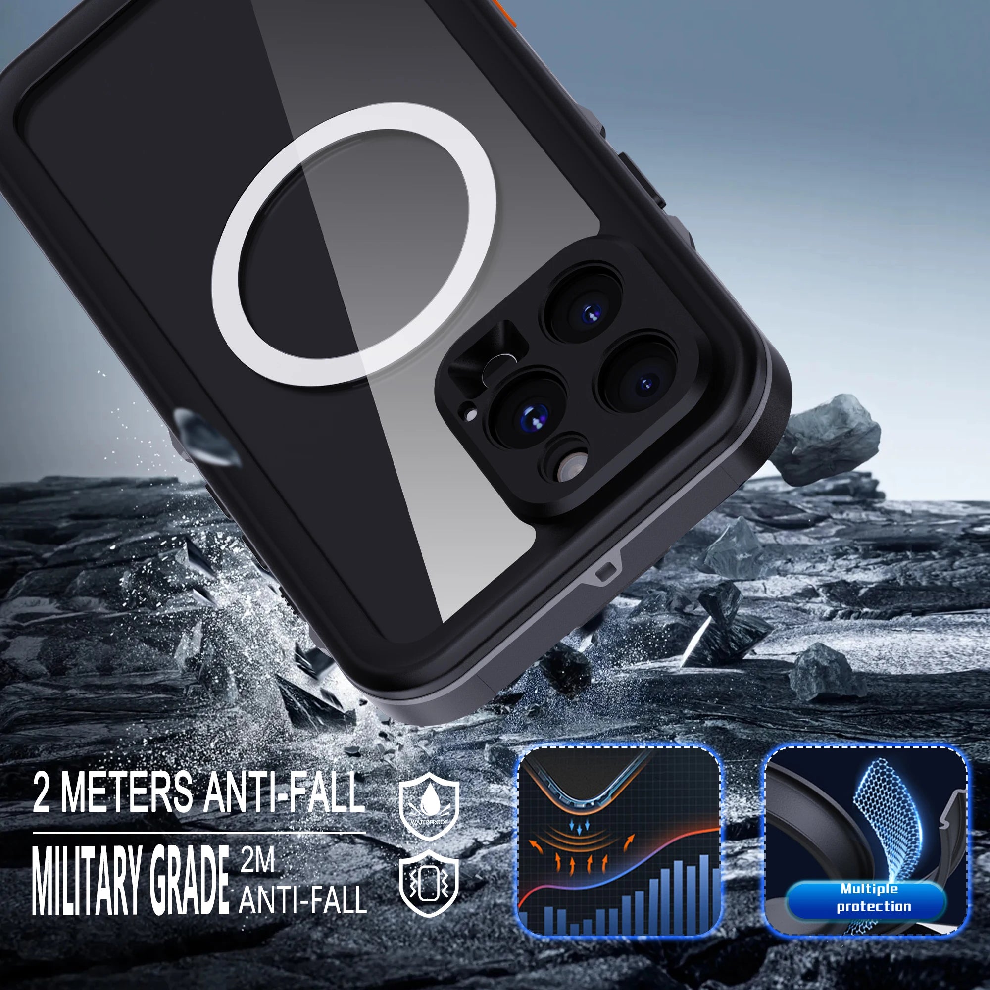 Shellbox Professional Waterproof Phone Case 360° Shockproof and Dustproof IP68 (Compatible with iPhone 17 Pro/16/15/14/13)