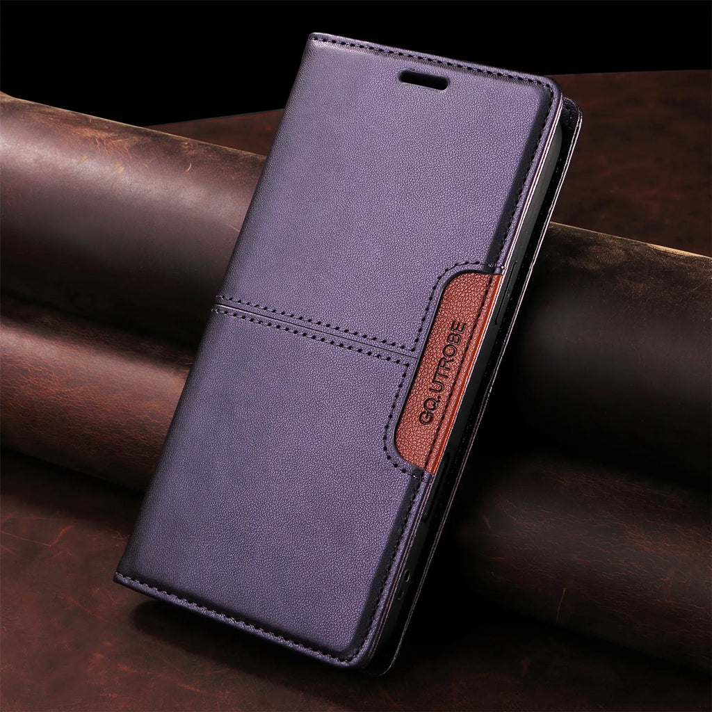 Leather Flip Phone Case For Samsung Galaxy S10 Plus S20 S21 FE S22 S23 S24 S25 Note20 Ultra Magnetic Wallet Bracket Protect Cove