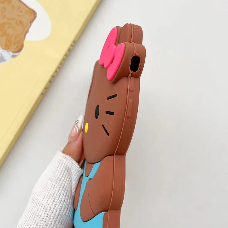 Hello Kitty 3D Cartoon Bow Case For iPhone 15 14 13 Pro Max 11 12 13 XR XS MAX 6 7 8 Plus SE Y2K Anti Fall Silicone Cases Cover