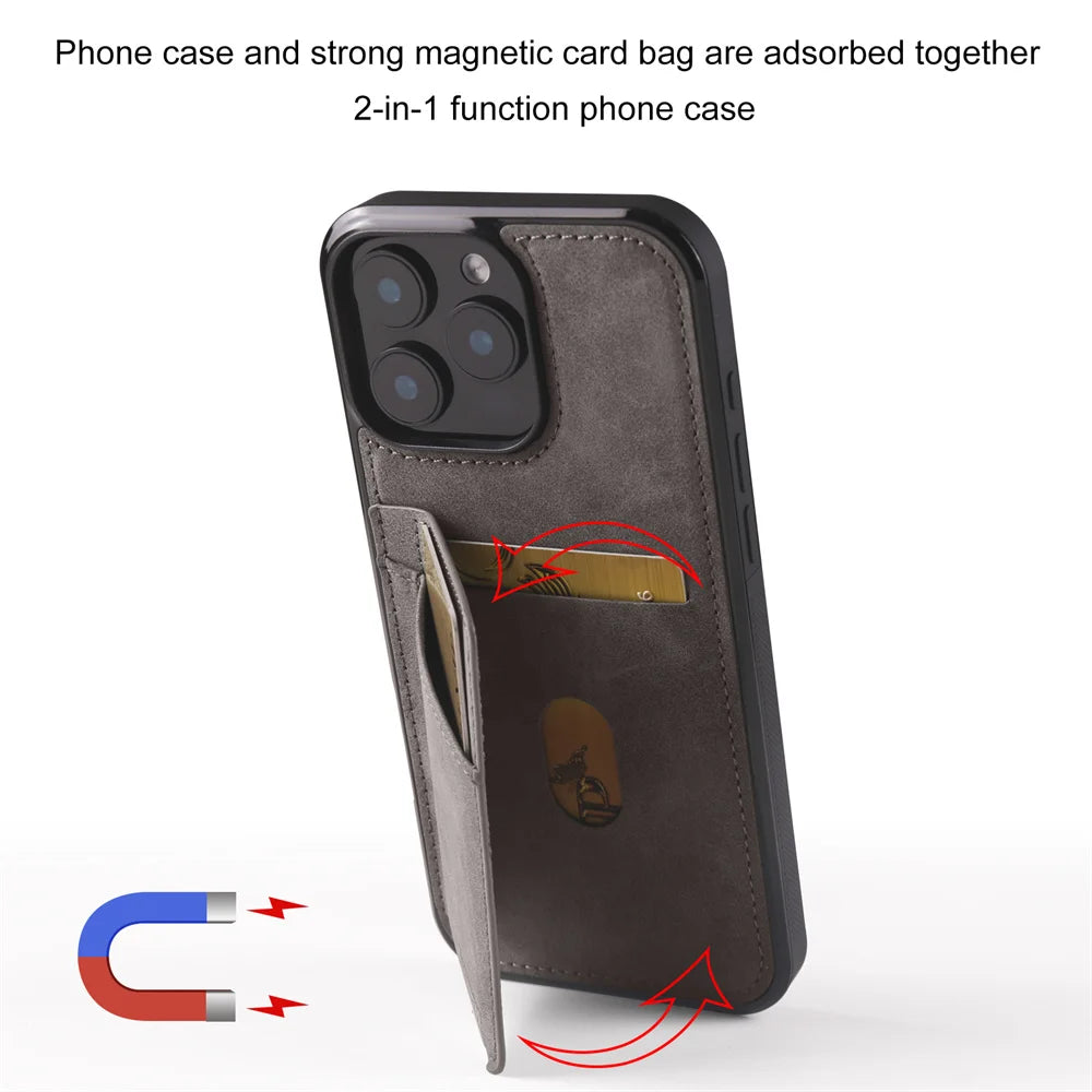 Luxury Leather Case For iPhone 16 15 14 13 12 11 Pro Max Case Cover For iPhone 16 15 14 Plus IP 16E 17 Air Phone Case Flip Cover