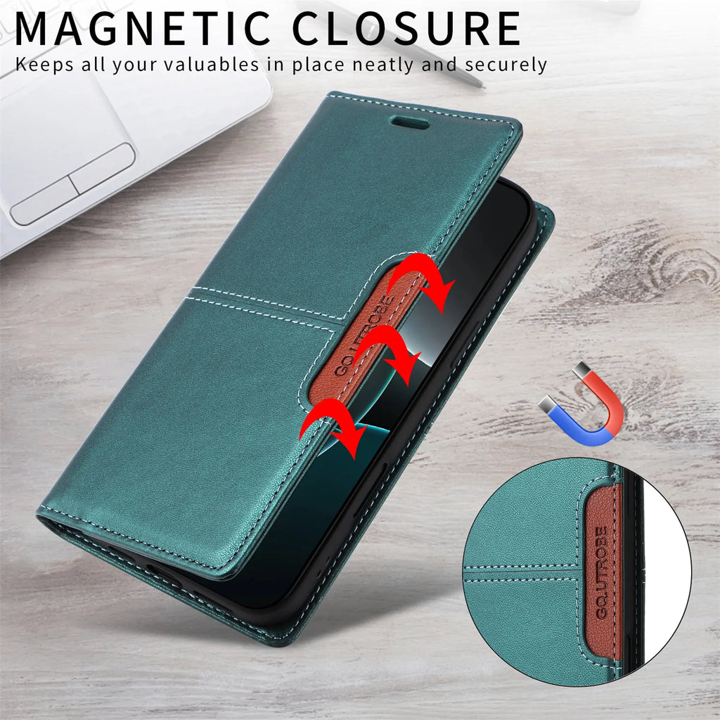 Leather Flip Phone Case For Samsung Galaxy S10 Plus S20 S21 FE S22 S23 S24 S25 Note20 Ultra Magnetic Wallet Bracket Protect Cove