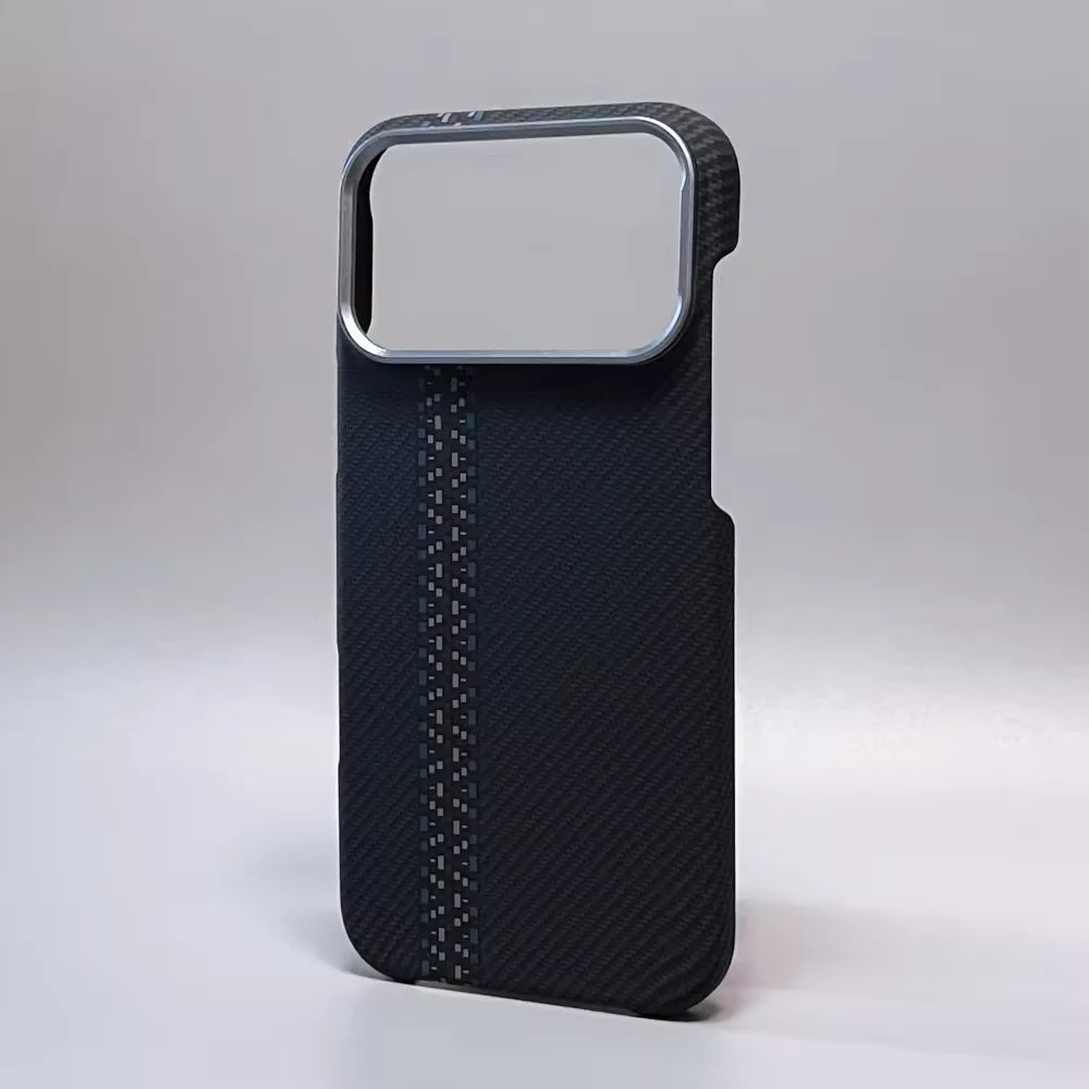 Luxury Carbon Fiber Texture Magnetic Phone Case for IPhone 17 14 15 16 Pro Max 17Po 17Air Alloy Lens Ultra Thin Hard PC Cover