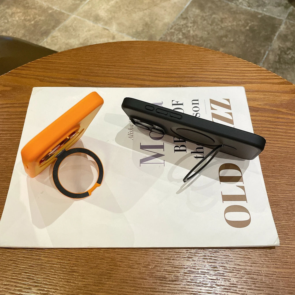 Matte Ring Holder Glass Lens Phone Case For iPhone 16 17 15 14 13 12 11 Pro Max For Magsafe Wireless Magnetic Hard Bumper Cover