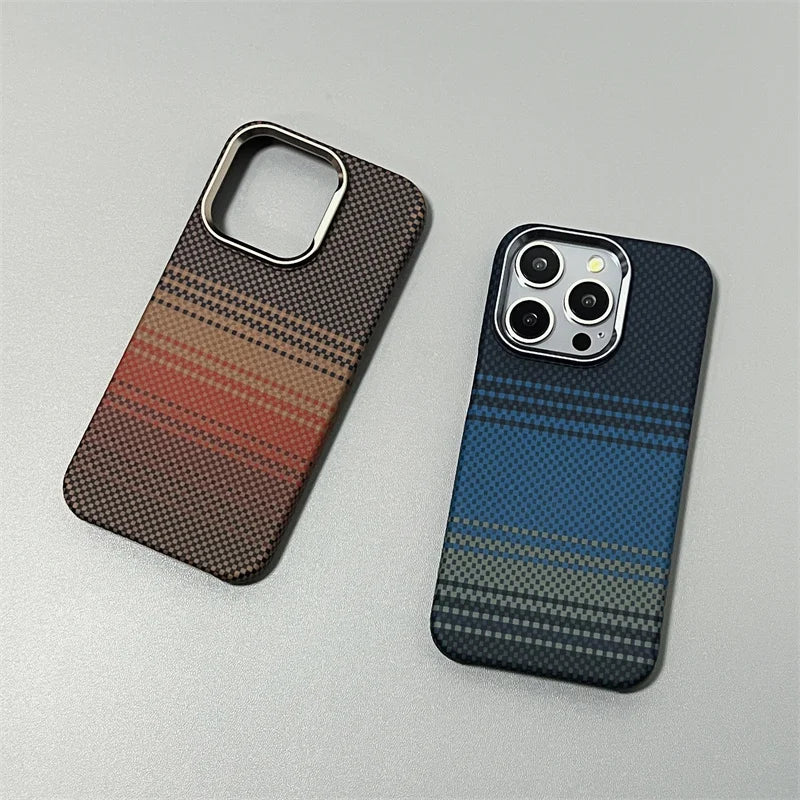 Hard Carbon Fiber Phone Case for iPhone 16 15 14 17 Pro Max 17 Pro/ Max Wireless Charging Alloy Lens Magnetic Protective Cover