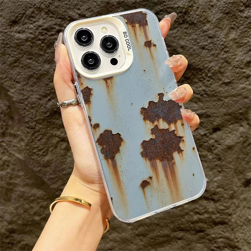 Retro Industrial Style Rusty Phone Case for IPhone 17 Air 16 15 14 13 12 11 Pro Max Anti Fall Matte Back Cover