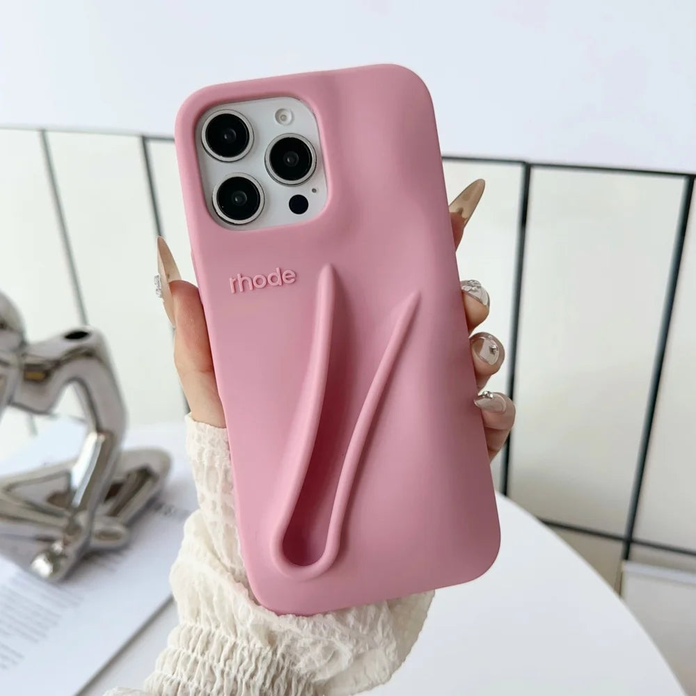 Rhode INS Hot New Color Lipstick Lip Holder Silicone Case For iPhone 17 Air 16 15 14 13 12 11 Pro Max Plus Soft Bumper Cover