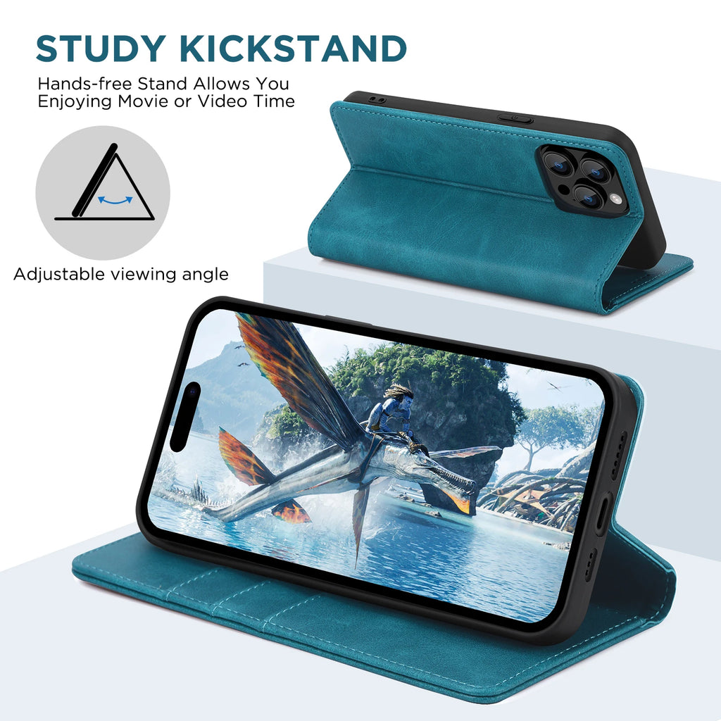 PU Leather Wallet Phone Case For iPhone 16E 16 Pro Max  15 Plus 14 13 12 Flip Cover Protective Magnetic With Picture Frame