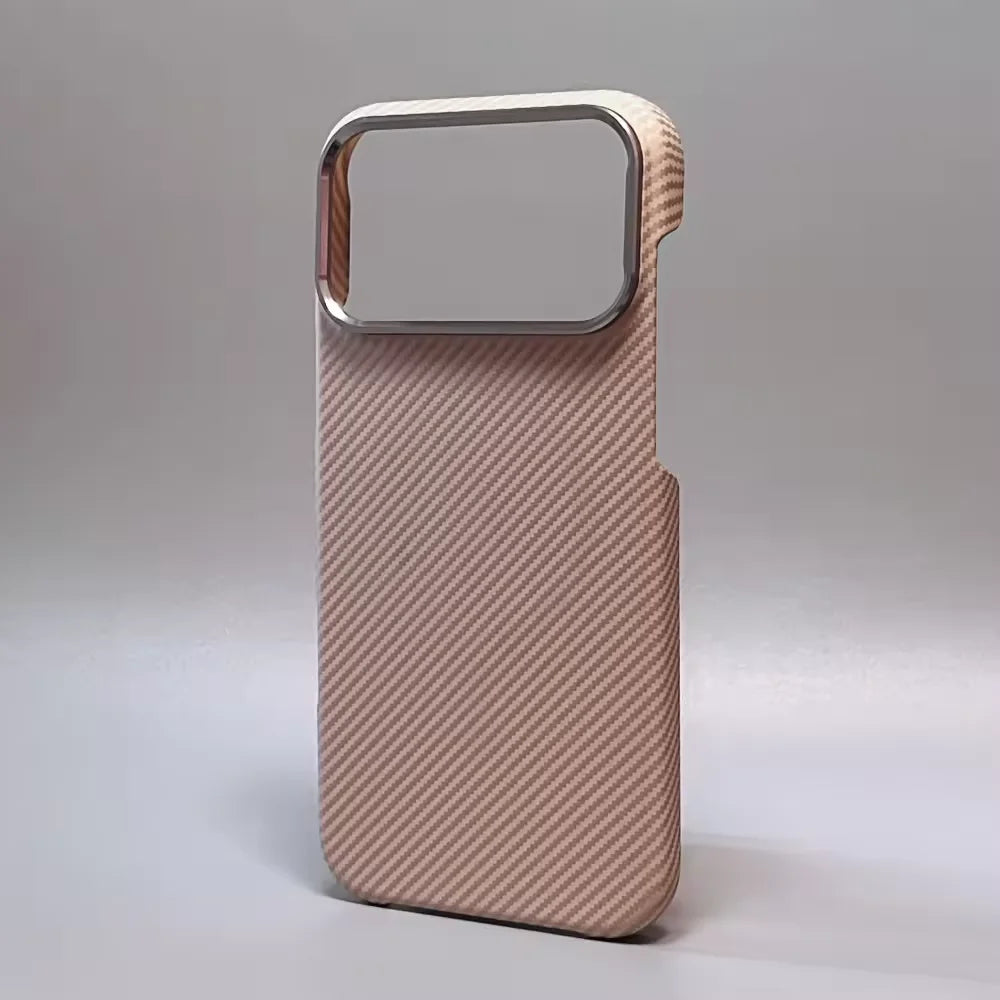 Luxury Carbon Fiber Texture Magnetic Phone Case for IPhone 17 14 15 16 Pro Max 17Po 17Air Alloy Lens Ultra Thin Hard PC Cover