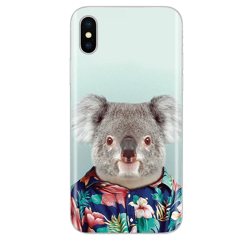 Cute Animal Flower Silicone Case for Iphone XR Case X Xs Max Simple Silicone Case for Iphone X Xs Max Xr Soft Cover Coque Shell