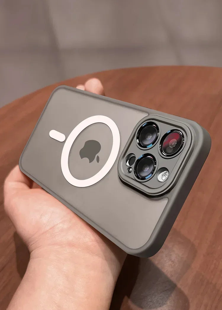 Magnetic Luxury Lens Protector Matte Translucent Case For iPhone 17 16 15 14 13 12 11 Pro Max For Magsafe Wireless Charger Cover