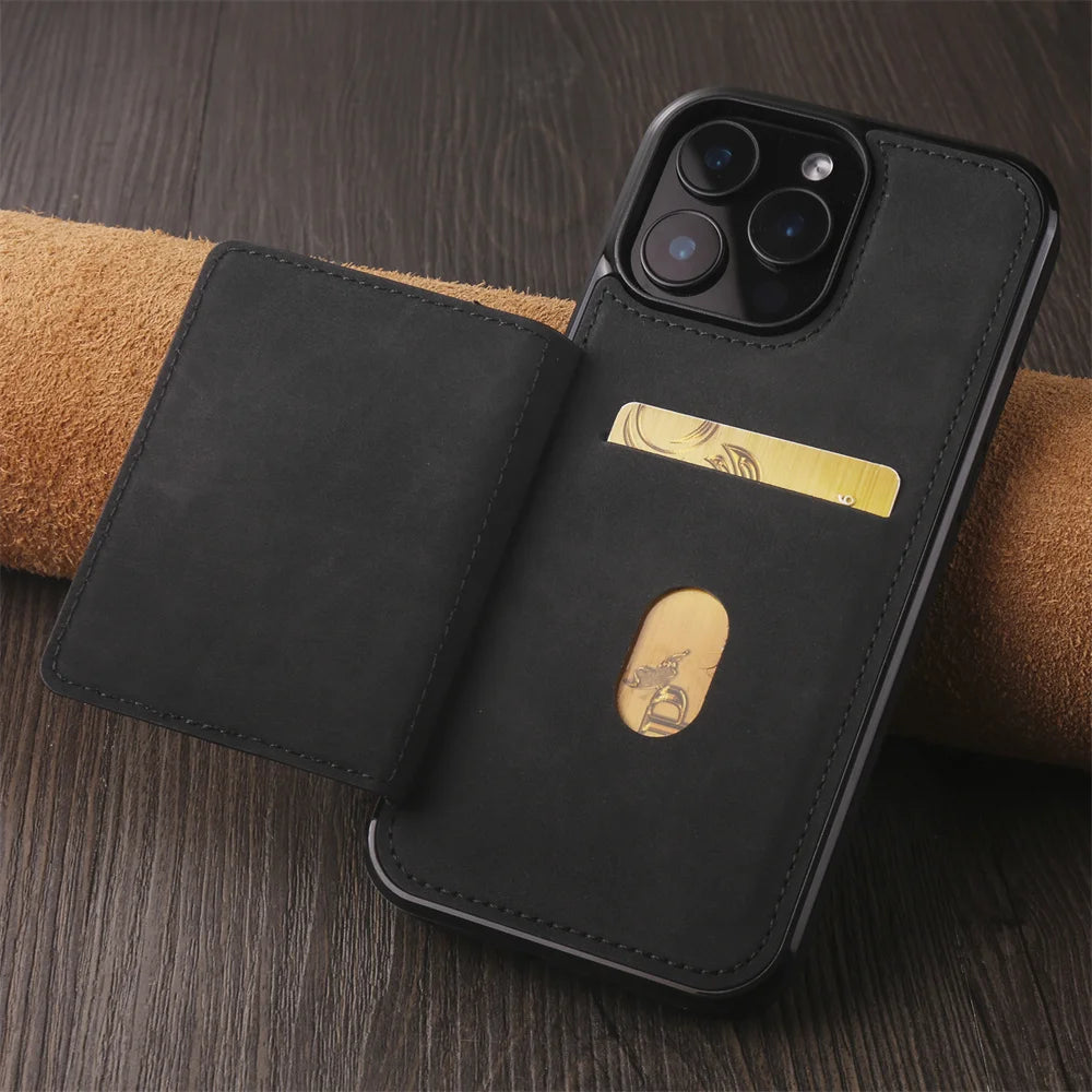 Luxury Leather Case For iPhone 16 15 14 13 12 11 Pro Max Case Cover For iPhone 16 15 14 Plus IP 16E 17 Air Phone Case Flip Cover