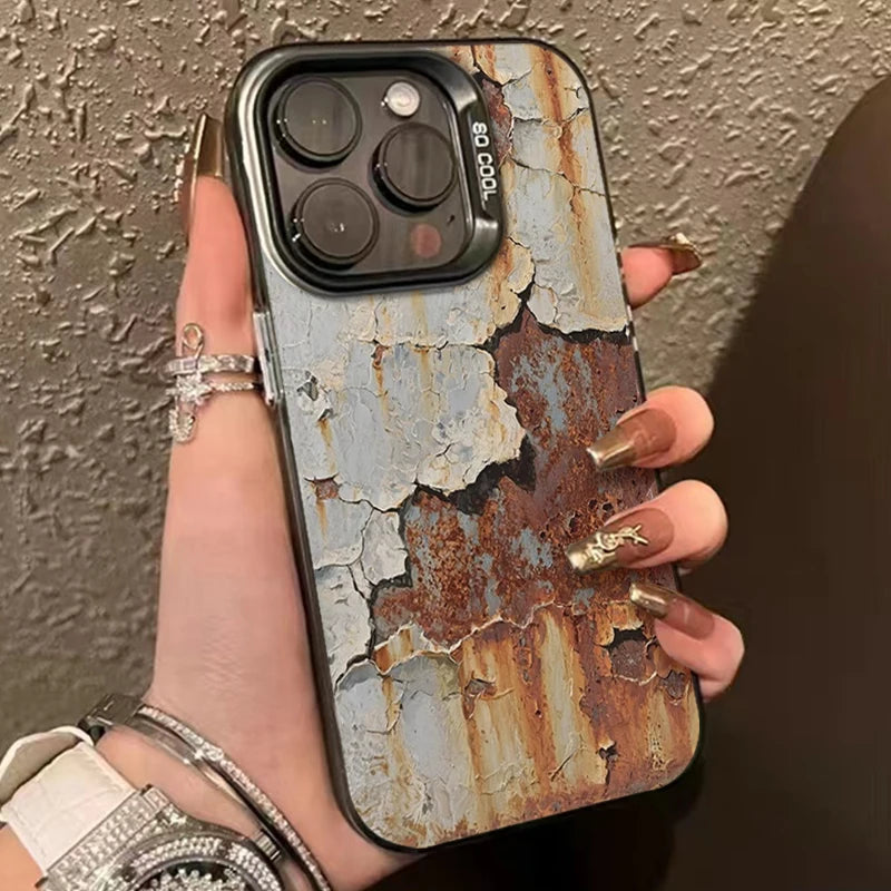 Retro Industrial Style Rusty Phone Case for IPhone 17 Air 16 15 14 13 12 11 Pro Max Anti Fall Matte Back Cover