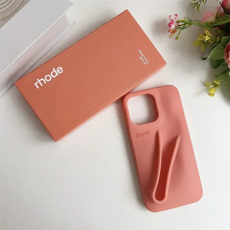 Lemontini Yellow Portable Lip Gloss Silicone Phone Case for IPhone 17 11 12 13 14 15 16 Pro Max Plus Lipstick Shockproof Cover﻿