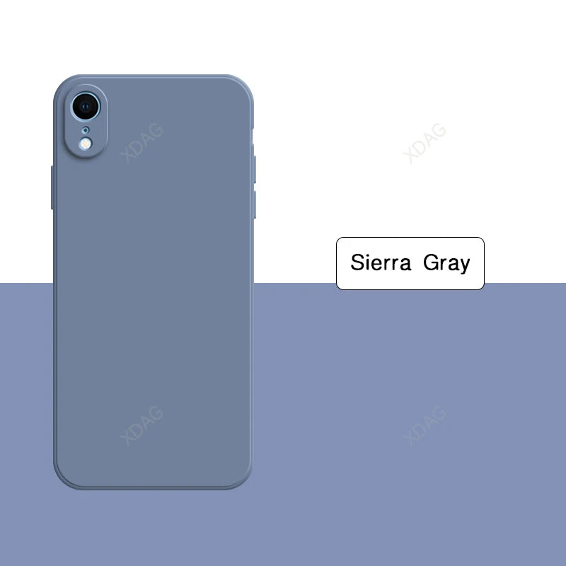 Original Square Phone Case for iPhone XR 5G Soft Back Cover Cute Liquid Silicone Shockproof Accessories Funda High Qualtiy Shell