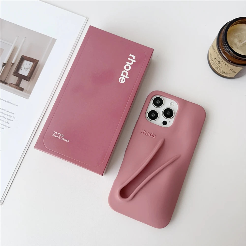 INS Soft Rhode Case for iPhone 14 12 11 13 15 16 Pro Max Plus Lipstick Silicone Portable Lip Gloss Holder Cover Funda with Box
