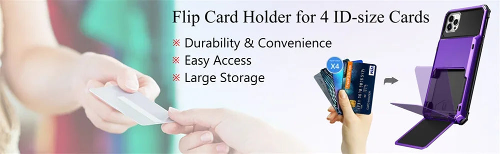 Wallet 4-Card Slot Credit Phone Case For iPhone 16 Pro Max 15 Plus 14 Pro 13 11 12 XR XS Max Cards Holder Anti Fall Cover Funda