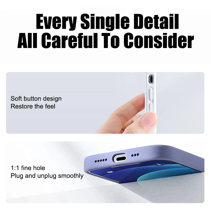 Luxury Liquid Silicone Case For iPhone 15 14 13 12 11 Pro Max Soft Cases For iPhone 12 13 mini X XR XS 8 7 Plus Shockproof Cover