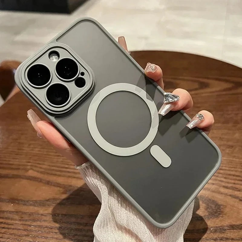 Original Case For iPhone 17 Air 16 15 14 13 12 11 Pro Max Plus For Magsafe Magnetic Wireless Charge Lens Protector Matte Cover