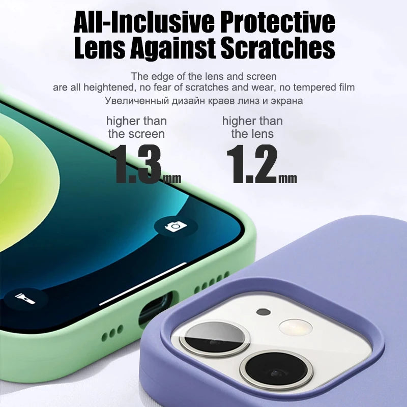 Luxury Liquid Silicone Case For iPhone 15 14 13 12 11 Pro Max Soft Cases For iPhone 12 13 mini X XR XS 8 7 Plus Shockproof Cover