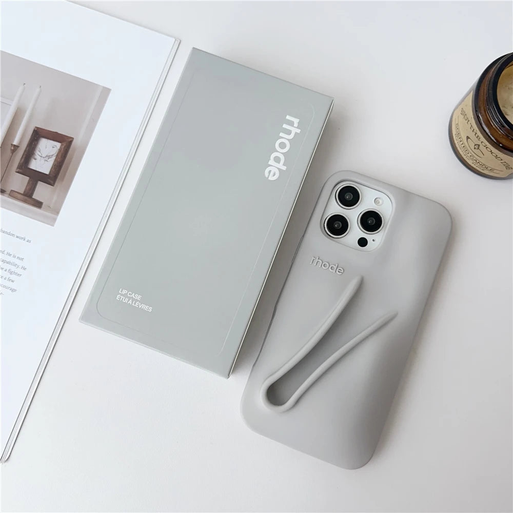 INS Soft Rhode Case for iPhone 14 12 11 13 15 16 Pro Max Plus Lipstick Silicone Portable Lip Gloss Holder Cover Funda with Box