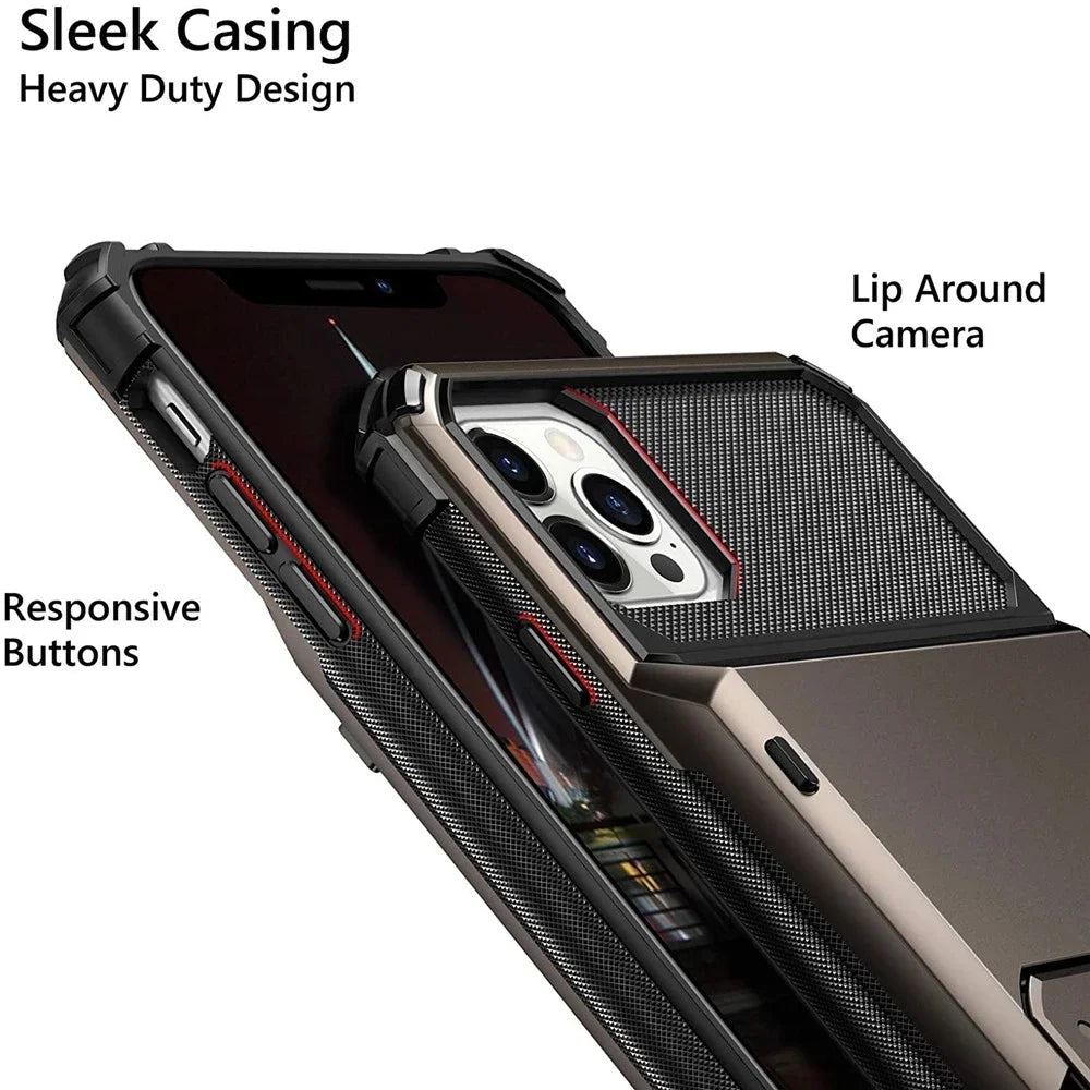 Wallet 4-Card Slot Credit Phone Case For iPhone 16 Pro Max 15 Plus 14 Pro 13 11 12 XR XS Max Cards Holder Anti Fall Cover Funda