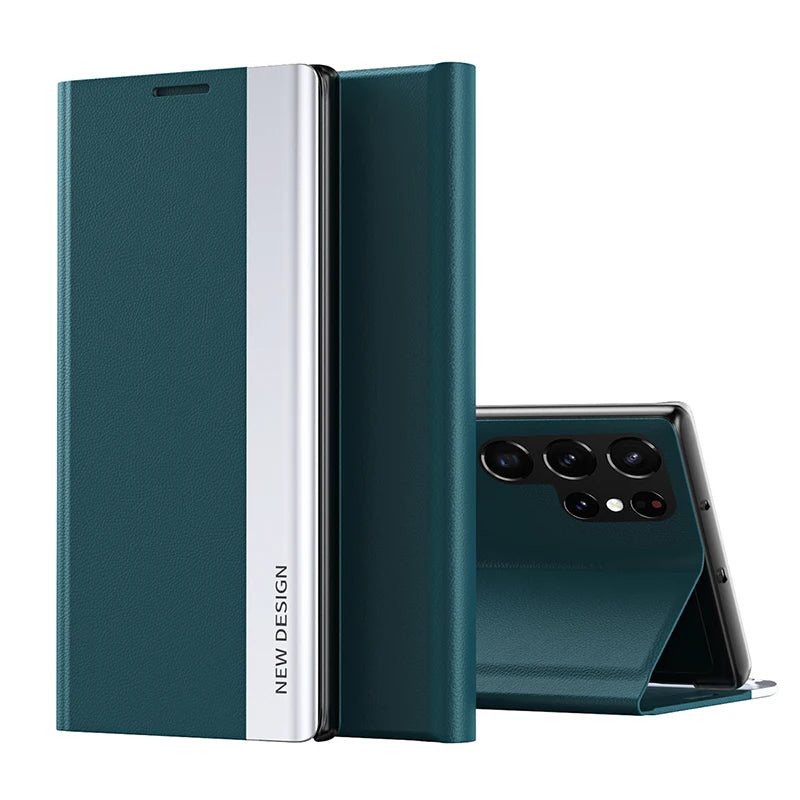 Funda For Samsung Galaxy S23 S22 S24 Ultra Case Leather Flip Plating Back Cover For Samsung S20 S21 FE Note 10 Plus 20 25 Ulltra