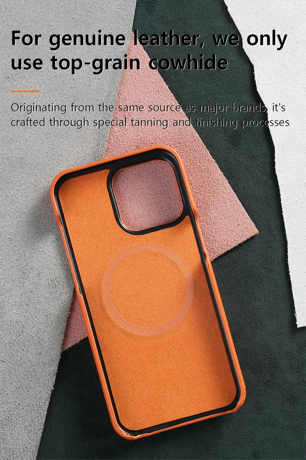 for Magsafe Case for iPhone 17 15 16 Pro Max Air 17Pro Natural Cowhide Lychee Leather Magnetic Protector Luxury Phone Back Cover