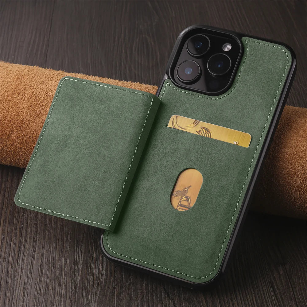 Luxury Leather Case For iPhone 16 15 14 13 12 11 Pro Max Case Cover For iPhone 16 15 14 Plus IP 16E 17 Air Phone Case Flip Cover