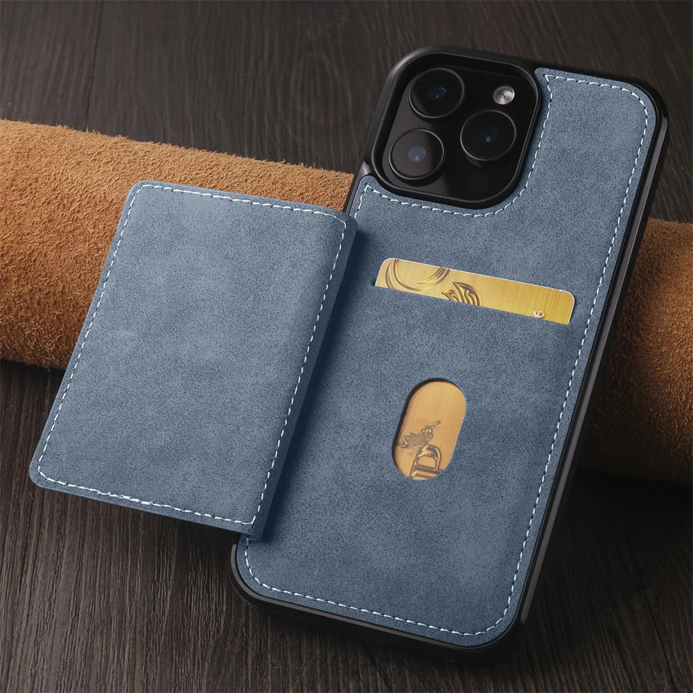 Luxury Leather Case For iPhone 16 15 14 13 12 11 Pro Max Case Cover For iPhone 16 15 14 Plus IP 16E 17 Air Phone Case Flip Cover