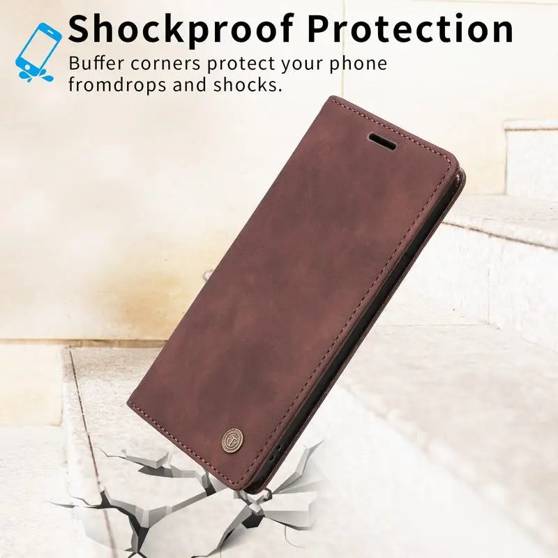 Leather Flip Case For iPhone 16 17 15 14 13 12 11 Pro Max Case For iPhone 17 Air 16E 13 12 X XR XS 6 8 7 Plus Shockproof Cover