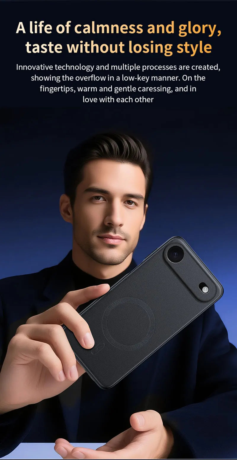 For Iphone 17 Air Case Magnetic Leather Shield Cover For Iphone 17 Air Anti-Fingerprint Non-Slip PC+TPU