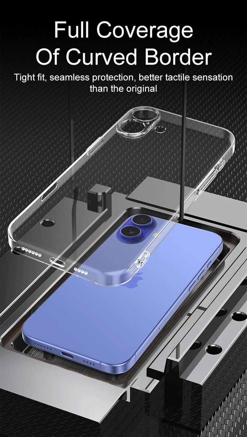 New Ultra Thin Soft Silicone Case For iPhone 16 Pro Max Plus Crystal Clear Transparent Full Cover Shell 16pro Promax 16plus