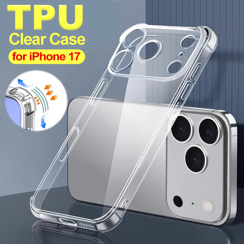 Transparent Phone Cases for IPhone 17/17 Air/17 Pro/17 ProMax Corner Protection Shockproof Anti-scratch Clear Phone Covers