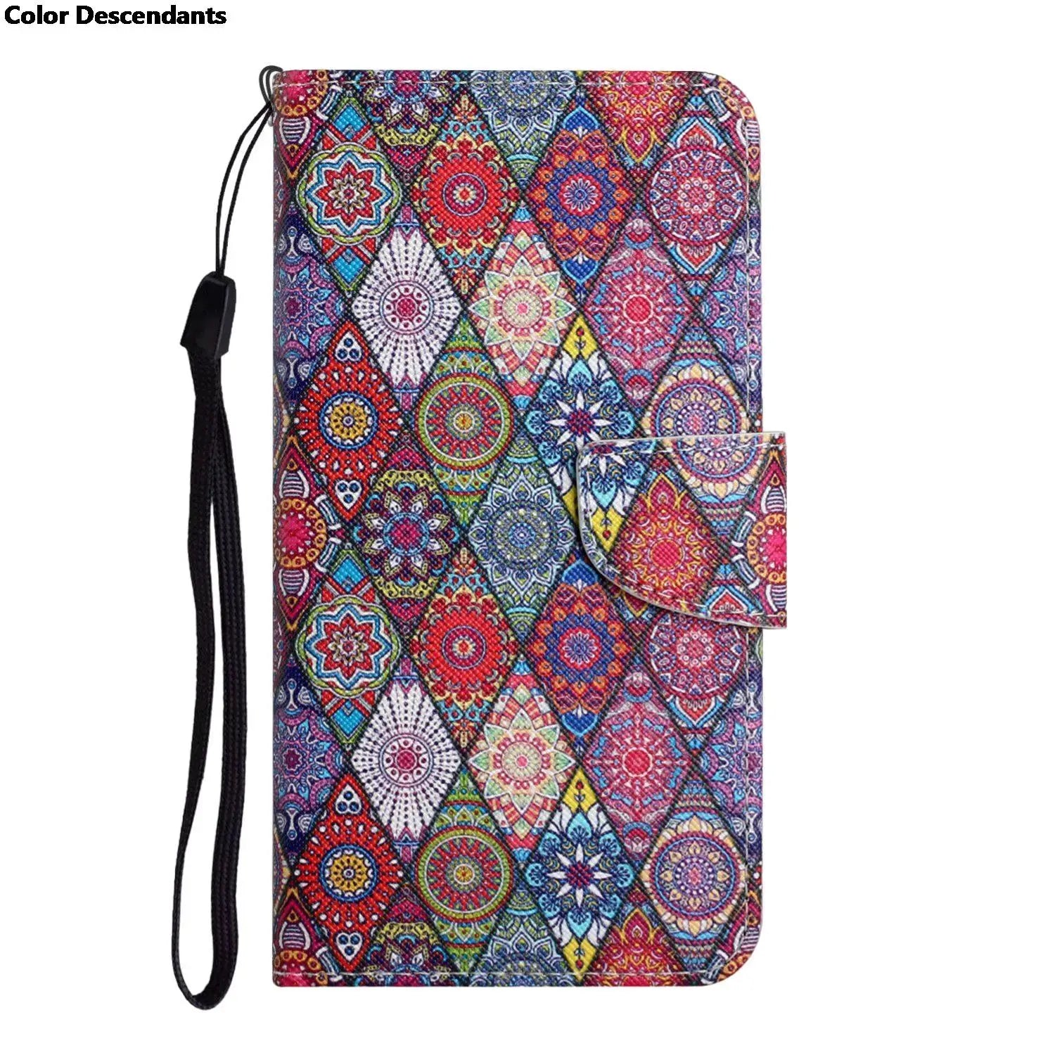 Painted Leather Case For iPhone 12 13 Pro Max mini SE 2020 15 Flip Wallet Card Slot Holder Phone Book Cover Flower Butterfly Cat