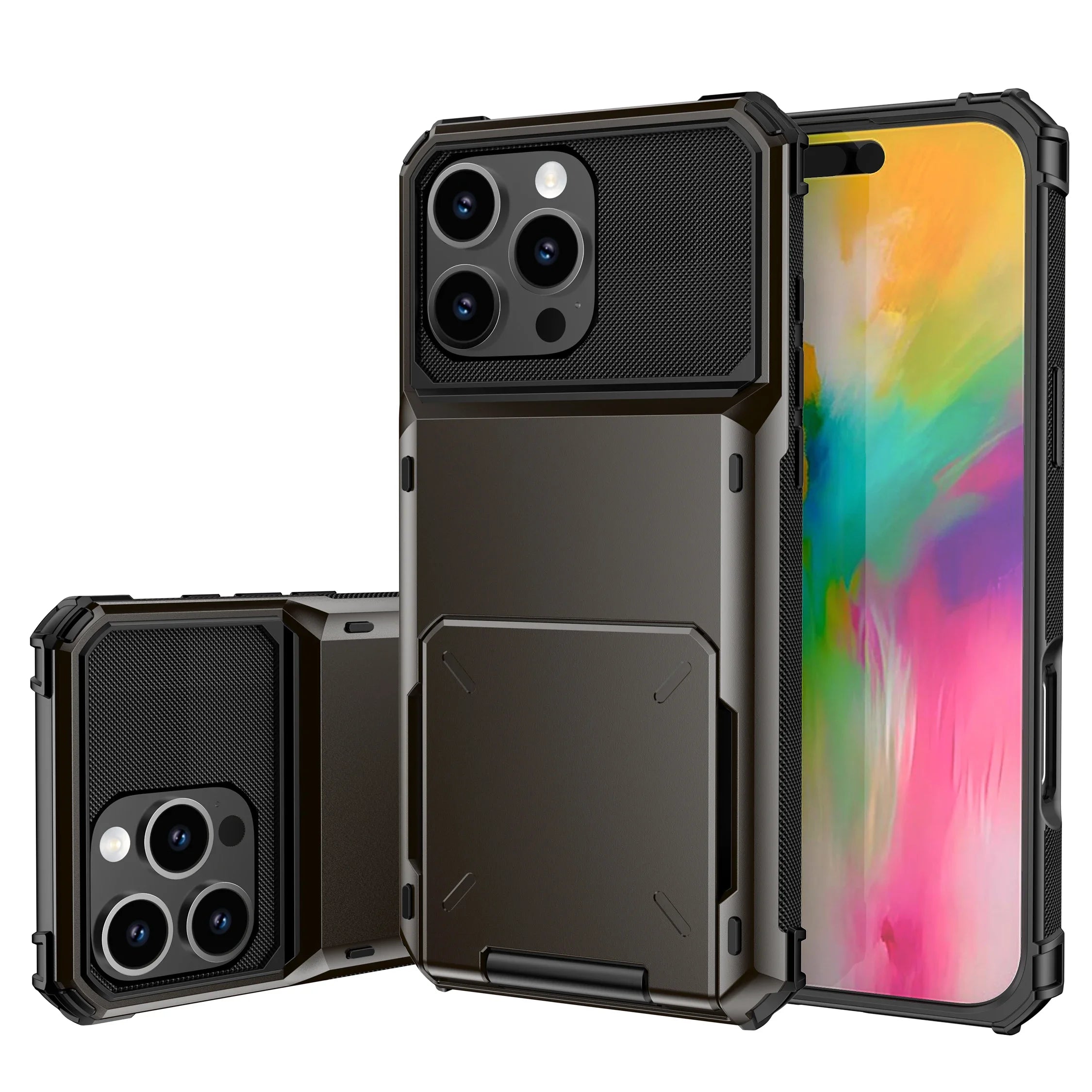 Wallet 4-Card Slot Credit Phone Case For iPhone 16 Pro Max 15 Plus 14 Pro 13 11 12 XR XS Max Cards Holder Anti Fall Cover Funda