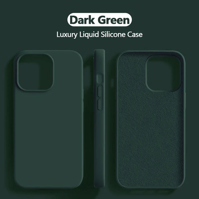 Luxury Liquid Silicone Case For iPhone 15 14 13 12 11 Pro Max Soft Cases For iPhone 12 13 mini X XR XS 8 7 Plus Shockproof Cover