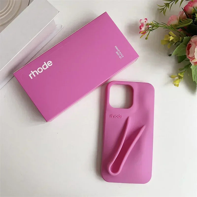 Lemontini Yellow Portable Lip Gloss Silicone Phone Case for IPhone 17 11 12 13 14 15 16 Pro Max Plus Lipstick Shockproof Cover﻿