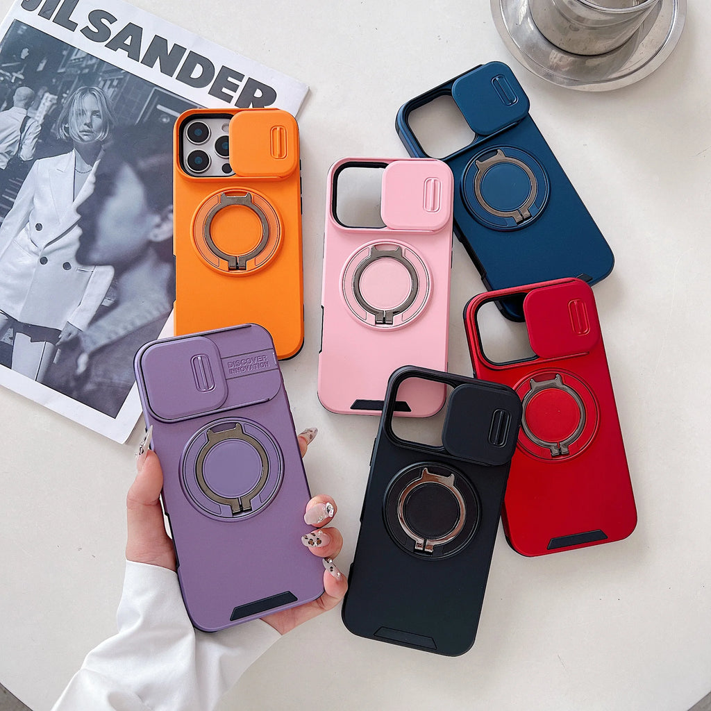 Luxury Magsafe Magnetic Wireless Charging Armor Case For iPhone 16 15 14 13 12 11 Pro Max Plus Slide Camera Protection PC Cover