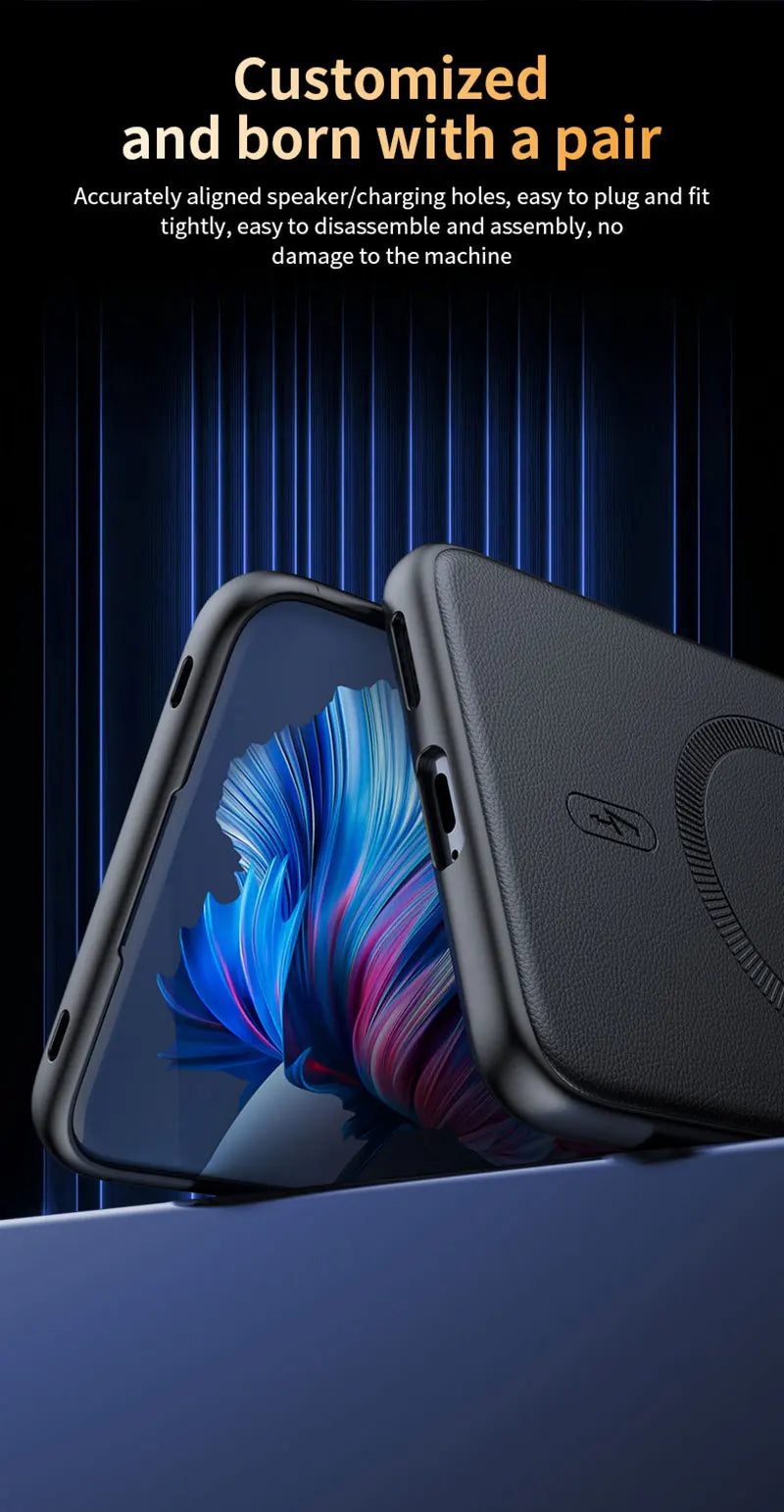 For Iphone 17 Air Case Magnetic Leather Shield Cover For Iphone 17 Air Anti-Fingerprint Non-Slip PC+TPU