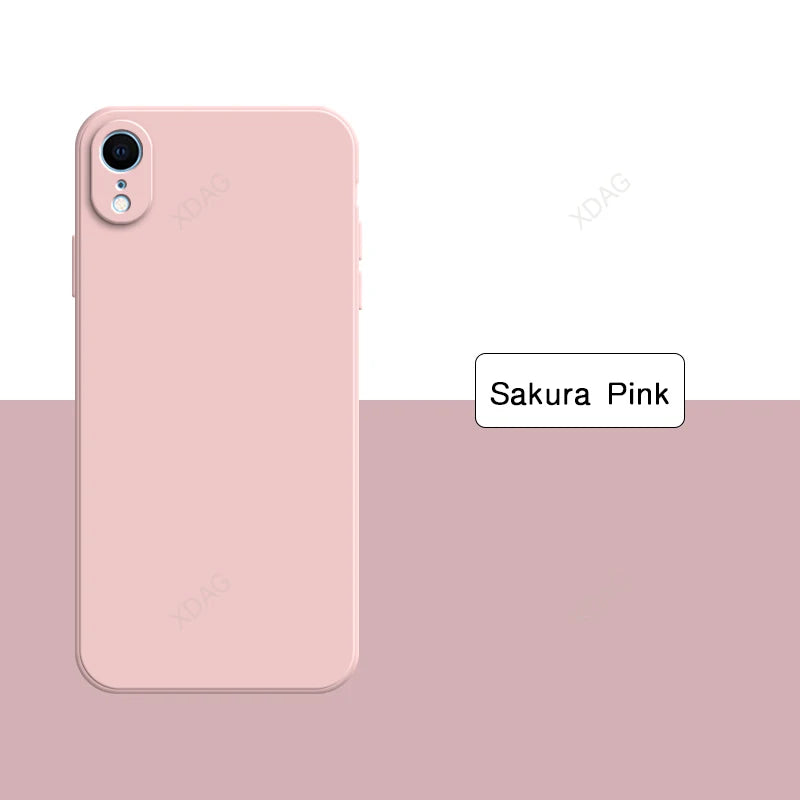 Original Square Phone Case for iPhone XR 5G Soft Back Cover Cute Liquid Silicone Shockproof Accessories Funda High Qualtiy Shell